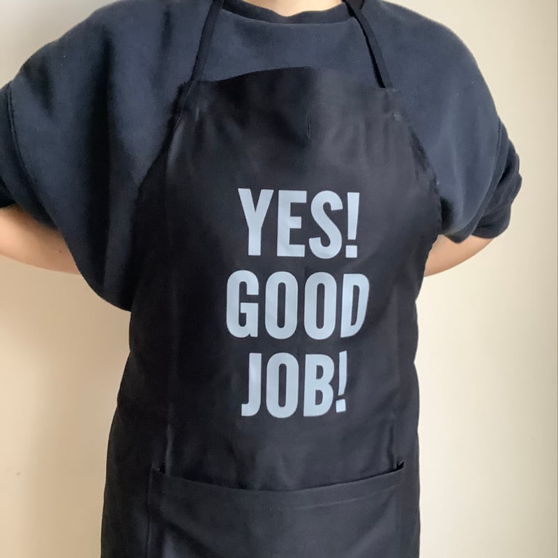 ADULT APRON DR(BLK)2 ”YES！ GOOD JOB！“BLACK COLO