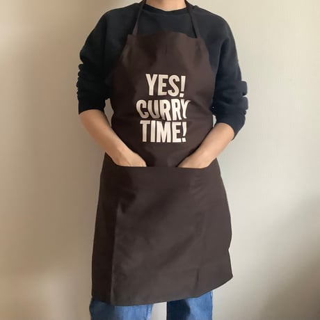 DR(DB)3 “YES！CURRY TIME！“APRON (生成りロゴ)  DARK BROWN COLOR