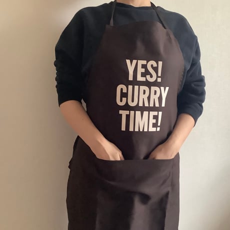 DR(DB)3 “YES！CURRY TIME！“APRON (生成りロゴ)  DARK BROWN COLOR