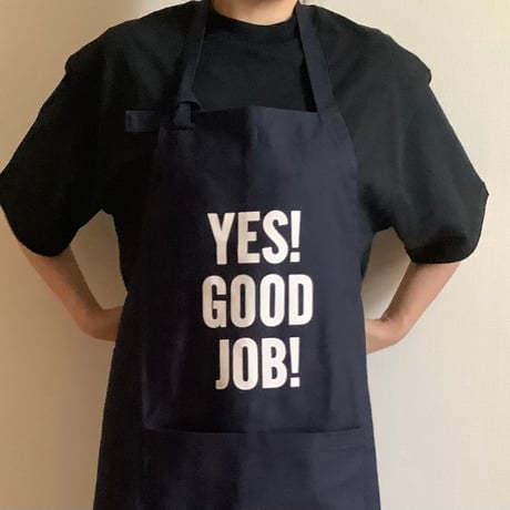 PR60  THE PROFESSIONAL APRON“ YES！GOOD JOB！(DARK  NAVY)※首の紐をお好きな位置で結んで固定できます