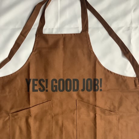 XA30 X–STYLE APRON “ YES！GOODJOB！”(BROWN COLOR)※背中でクロスさせて着用いただくエプロンです。