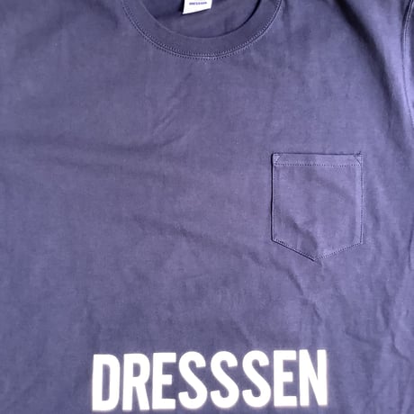 DRESSSEN  DSST77 DRES“SPECIAL”SSEN    ” DRESSSEN “T-SHIRTS (生成りロゴ)  ネイビーカラー