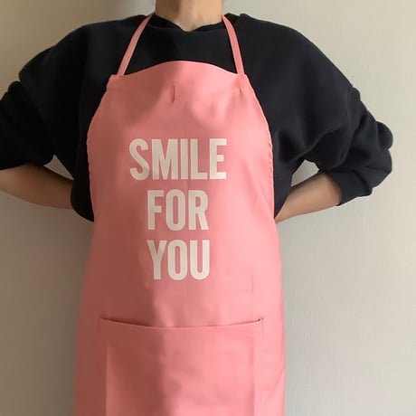 DR(PK)3  ”SMILE FOR YOU“ APRON (生成りロゴ)PINK  COLOR
