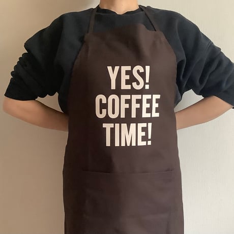 DR(DB)4“YES！COFFEE TIME！“APRON (生成りロゴ)  DARK BROWN COLOR