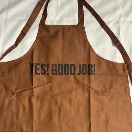 XA30 X–STYLE APRON “ YES！GOODJOB！”(BROWN COLOR)※背中でクロスさせて着用いただくエプロンです。