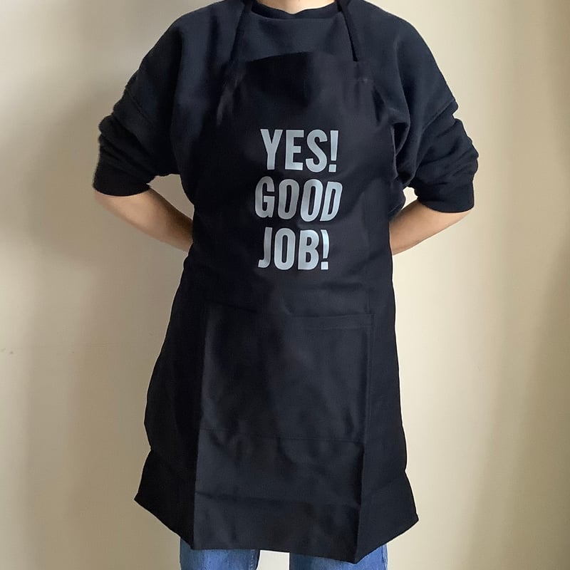 DRESSSEN エプロン YES! GOOD JOB! ダークネイビー ADULT APRON DR(BLK)2 ”YES！ GOOD JOB！“BLACK COLO