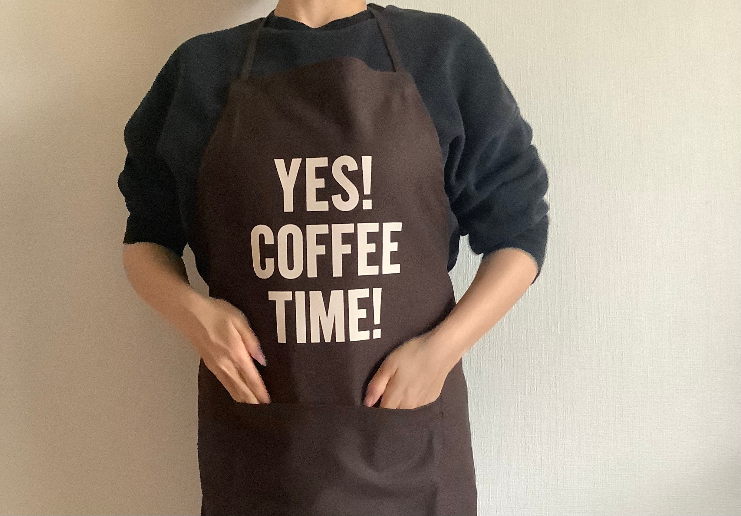 ADULT APRON “YES！COFFEE TIME！“ (生成りロゴ) DARK B