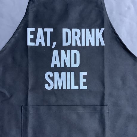 DR(BLK)3  “EAT, DRINK AND SMILE” ”APRON  BLACK COLOR ※GREYロゴ