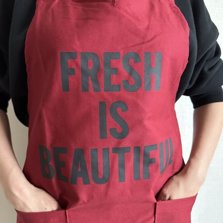 WPABD4 DAY USE W POCKET  APRON   “FRESH IS BEAUTIFUL””※正面に二つのポケットがございます。BOADEAUX   COLOR