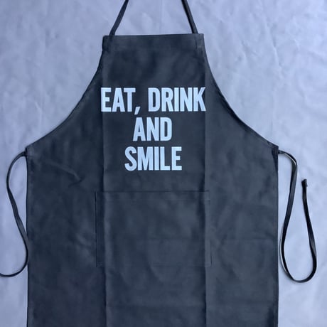DR(BLK)3  “EAT, DRINK AND SMILE” ”APRON  BLACK COLOR ※GREYロゴ