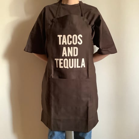 🌸[新発売] DR(DB)7    ”TACOS AND TEQUILA “APRON (生成りロゴ)  DARK BROWN COLOR