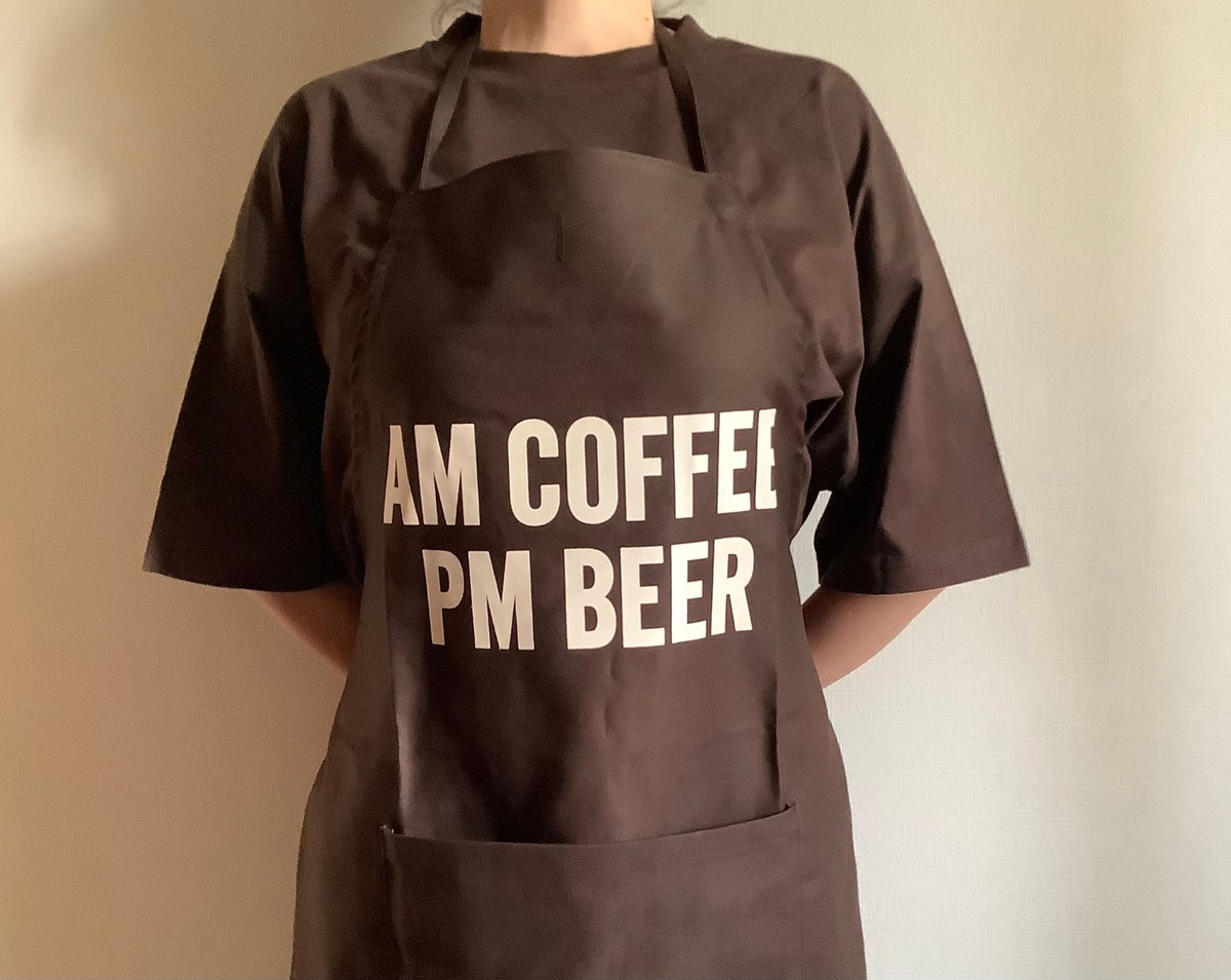 amazing coffeeエプロン 🌸[新発売] DR(DB)6 ”AM COFFEE PM BEER “APRON (生成