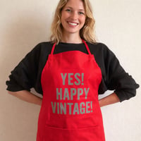 DR(RD)8 ”YES“! HAPPY VINTAGE！”APRON   RED COLOR  ※グレー色ロゴ