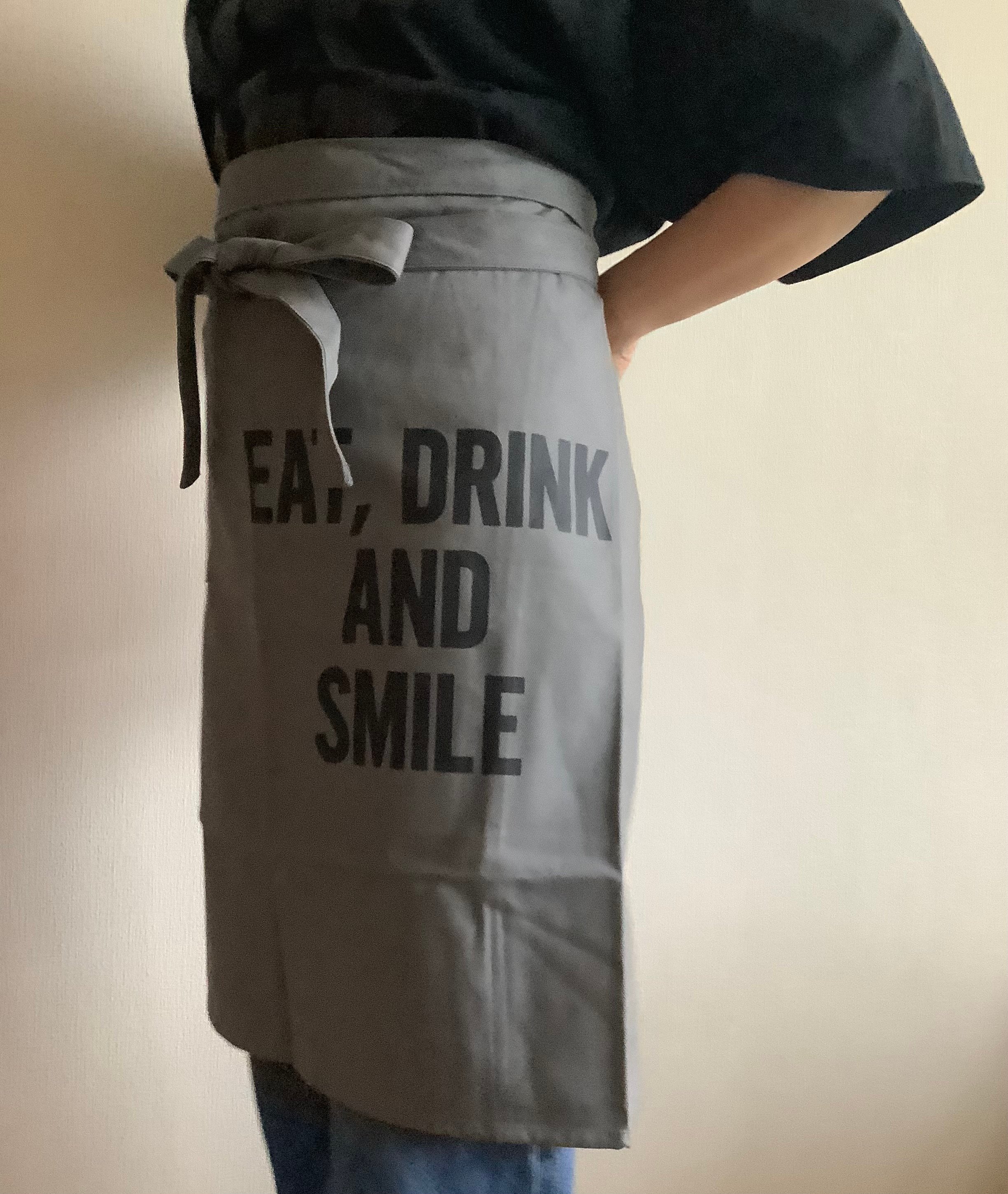 DRESSSEN 10周年記念エプロン EAT, DRINK AND SMILE LOWER WALL LONG APRON “EAT,DRINK AND SMILE”(腰巻きエプロンです
