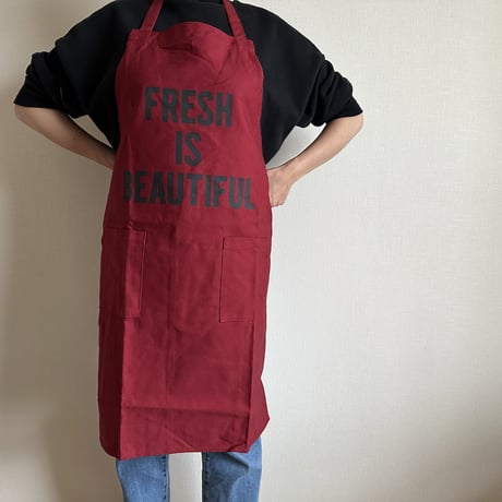 WPABD4 DAY USE W POCKET  APRON   “FRESH IS BEAUTIFUL””※正面に二つのポケットがございます。BOADEAUX   COLOR