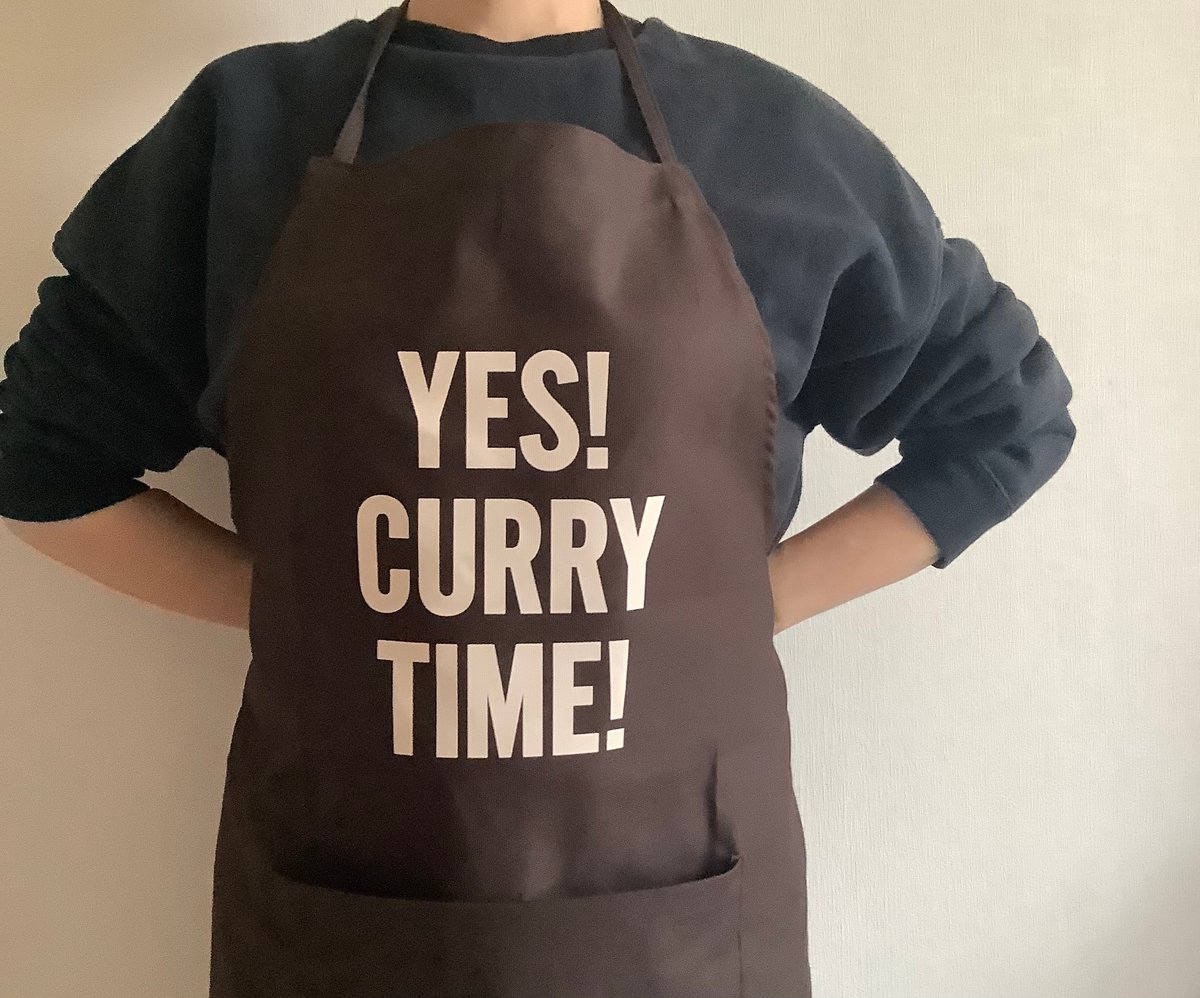 DRESSSEN エプロン　キムタク着用 DR(DB)3 “YES！CURRY TIME！“APRON (生成りロゴ) DARK BR