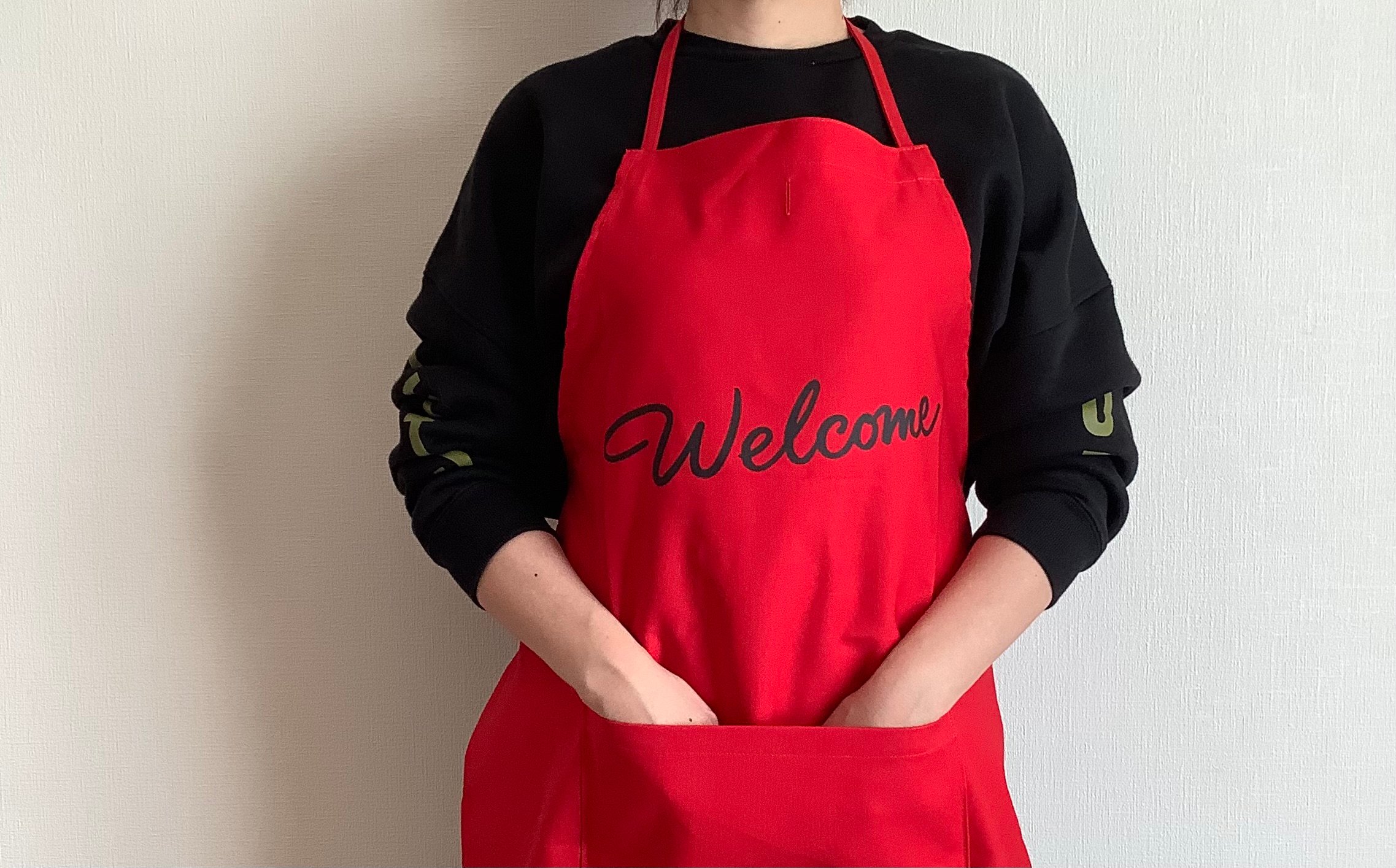 ADULT APRON ”welcome“ RED COLOR | DRESSSEN公式オ