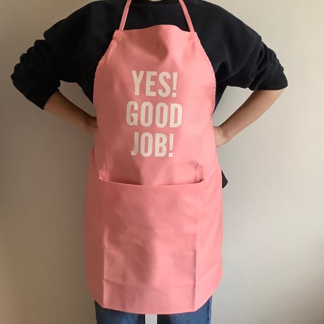 DR(PK)2  ”YES！GOOD  JOB！“ APRON (生成りロゴ)PINK  COLOR