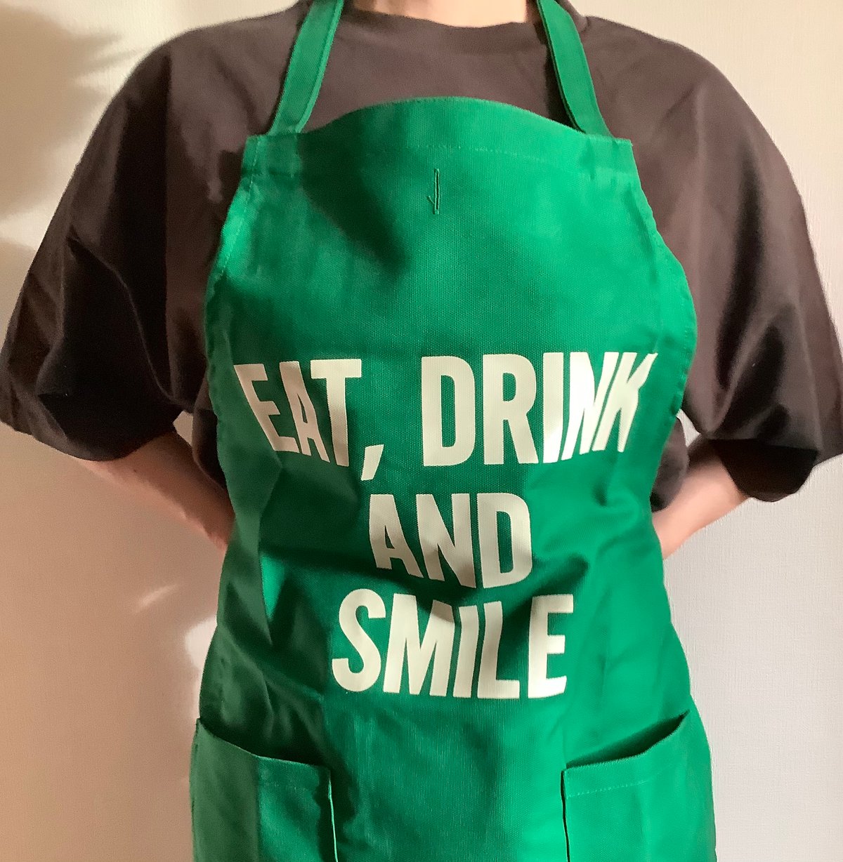 【値下】エプロン #7 EAT,DRINK AND SMILE DRESSSEN DOUBLE POCKET APRON “EAT、DRINK AND SMILE“ BO