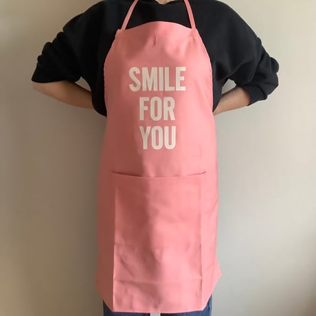 DR(PK)3  ”SMILE FOR YOU“ APRON (生成りロゴ)PINK  COLOR