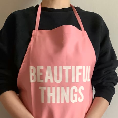 ADULT  APRON   ”BEAUTIFUL THINGS“  (生成りロゴ)PINK  COLOR