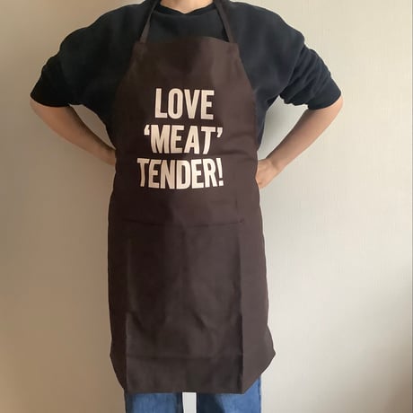 DR(DB)5  ”LOVE “MEAT” TENDER “APRON (生成りロゴ)  DARK BROWN COLOR