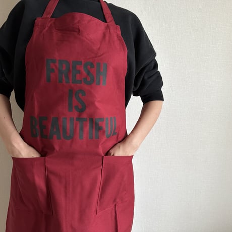 WPABD4 DAY USE W POCKET  APRON   “FRESH IS BEAUTIFUL””※正面に二つのポケットがございます。BOADEAUX   COLOR