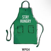 WPY4   DAY USE W POCKET  APRON   “STAY HUNGRY” BOTTLE GREEN COLOR