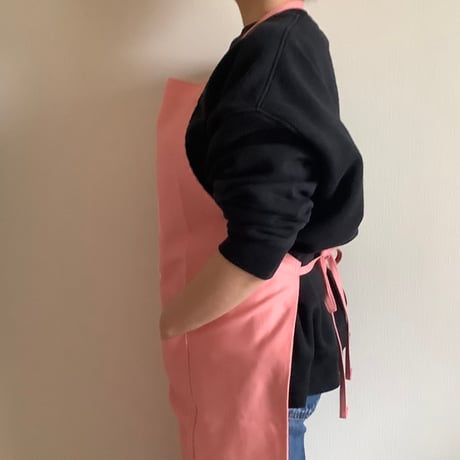 DR(PK)2  ”YES！GOOD  JOB！“ APRON (生成りロゴ)PINK  COLOR