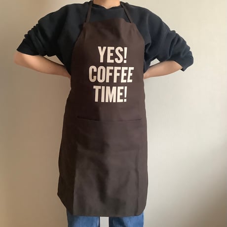 DR(DB)4“YES！COFFEE TIME！“APRON (生成りロゴ)  DARK BROWN COLOR