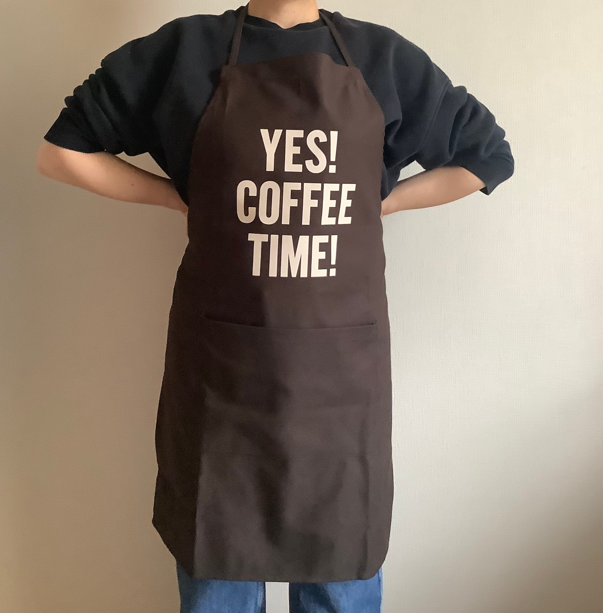 ADULT APRON “YES！COFFEE TIME！“ (生成りロゴ) DARK B