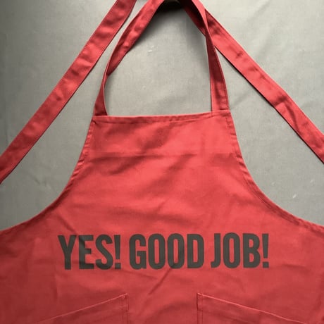 XA30 X–STYLE APRON “ YES！GOODJOB！”(BOADEAUX(ボルドー)COLOR)※背中でクロスさせて着用いただくエプロンです。