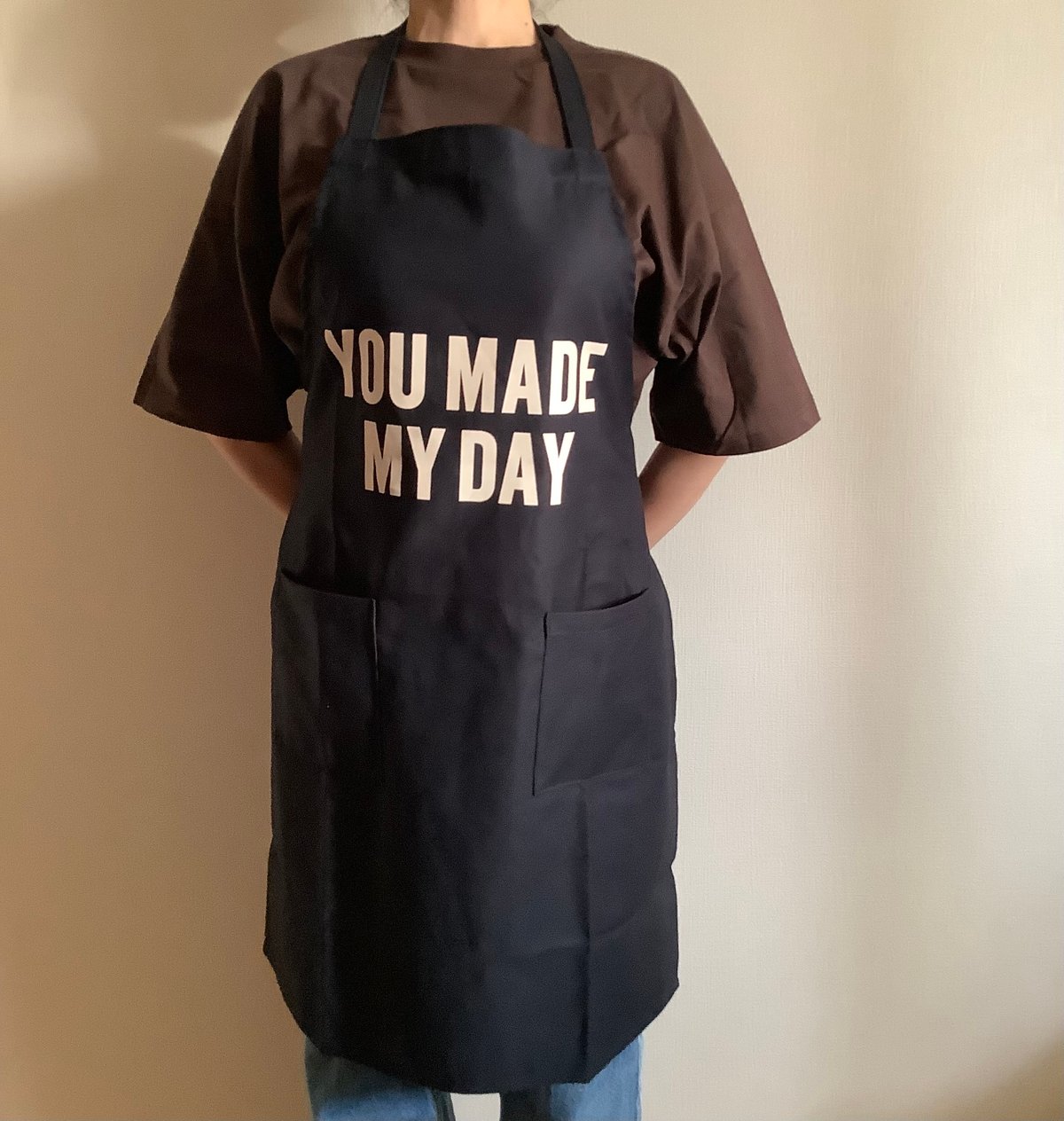 新品未使用☆ドレスセン　エプロン DOUBLE POCKET APRON “YOU MADE MY DAY“ DARK