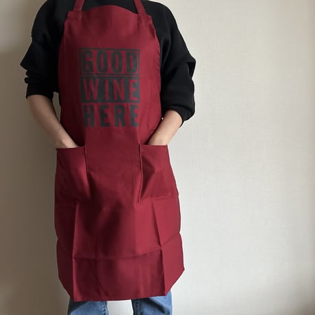 WPABD6  DAY USE W POCKET  APRON   “GOOD WINE HERE”※正面に二つのポケットがございます。BOADEAUX(ボルドー)