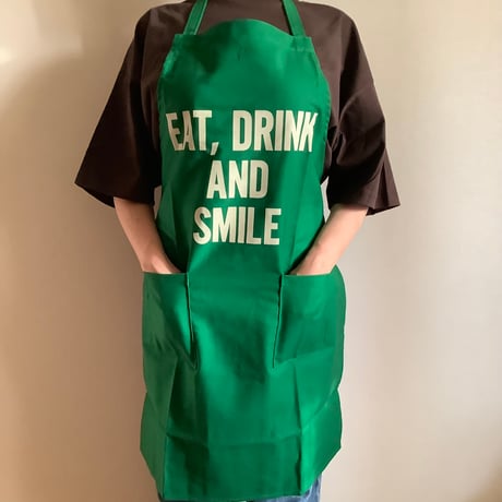 🌸新発売　WPG3 DAY USE W POCKET  APRON   “EAT、DRINK AND SMILE“  BOTTLE GREEN COLOR