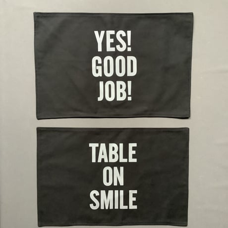 REVERSIBLE PLACE MAT REVMBK11   “YES！GOOD JOB！/TABLE ON SMILE (BLACK  COLOR)