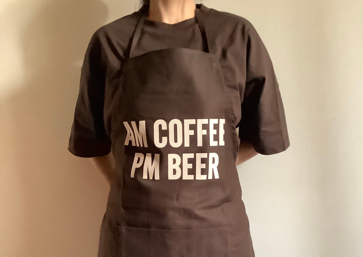 AMAZING COFFEE エプロン 🌸[新発売] DR(DB)6 ”AM COFFEE PM BEER “APRON (生成