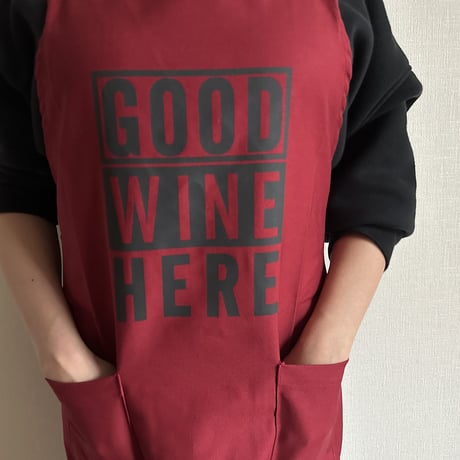 WPABD6  DAY USE W POCKET  APRON   “GOOD WINE HERE”※正面に二つのポケットがございます。BOADEAUX(ボルドー)