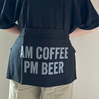 LOWER WALL APRON  "AM COFFEE PM BEER"(腰巻きエプロンです)  BLACK COLOR