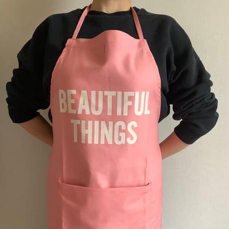 ADULT  APRON   ”BEAUTIFUL THINGS“  (生成りロゴ)PINK  COLOR