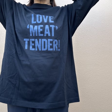 DLT13  “LONG SLEEVE TーSHIRTS” LOVE ”MEAT“ TENDER”  BLACK COLOR  ※ブルーロゴ