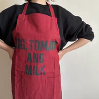 WPABD5  DAY USE W POCKET  APRON   “EGG、TOMATO AND MILK””※正面に二つのポケットがございます。BOADEAUX(ボルドー)