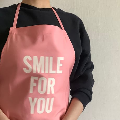 DR(PK)3  ”SMILE FOR YOU“ APRON (生成りロゴ)PINK  COLOR