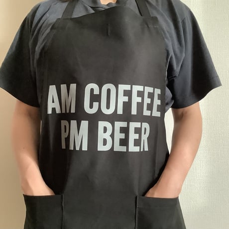 DRESSSEN WPABLK11 DAY USE W POCKET  APRON   “AM COFFEE PM BEER”(BLACKCOLOR  )