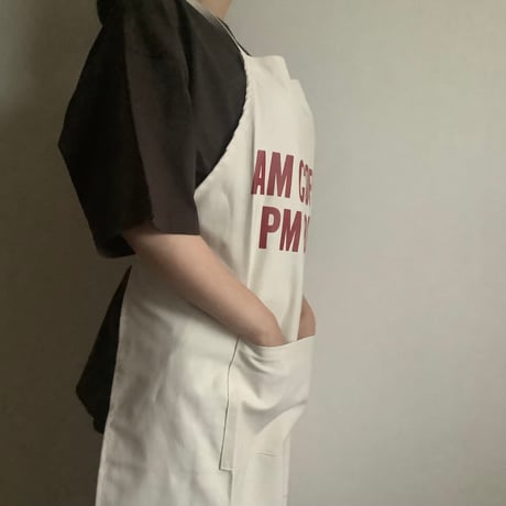 🌸[新発売] ADULT APRON 10C4 "AM COFFEE  PM BEER “ チェリー色ロゴ