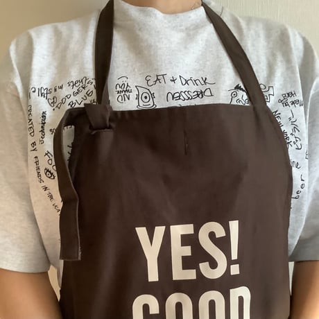 DRESSSEN PRDB1 THE PROFESSIONAL APRON“ YES！GOOD JOB！(DARK BROWN  COLOR )※首の紐をお好きな位置で結んで固定できます