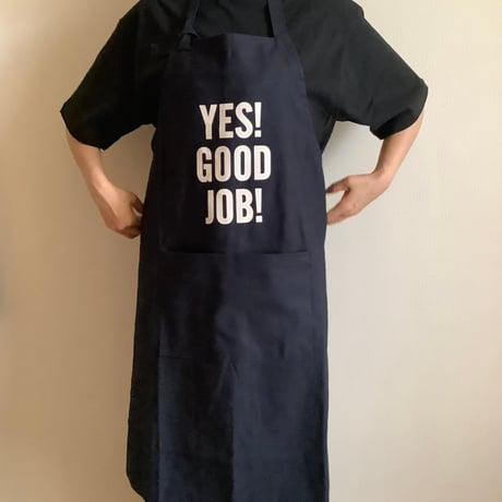 PR60  THE PROFESSIONAL APRON“ YES！GOOD JOB！(DARK  NAVY)※首の紐をお好きな位置で結んで固定できます
