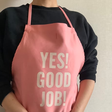 DR(PK)2  ”YES！GOOD  JOB！“ APRON (生成りロゴ)PINK  COLOR