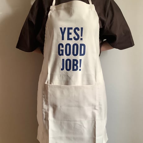 🌸[新発売] ADULT APRON #31 "YES!  GOOD  JOB！“ ネイビー色ロゴ