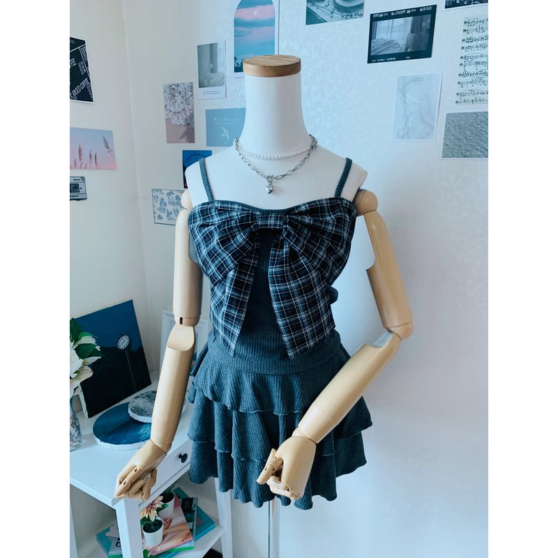 75チェックビッグリボン付キャミソール | 4every